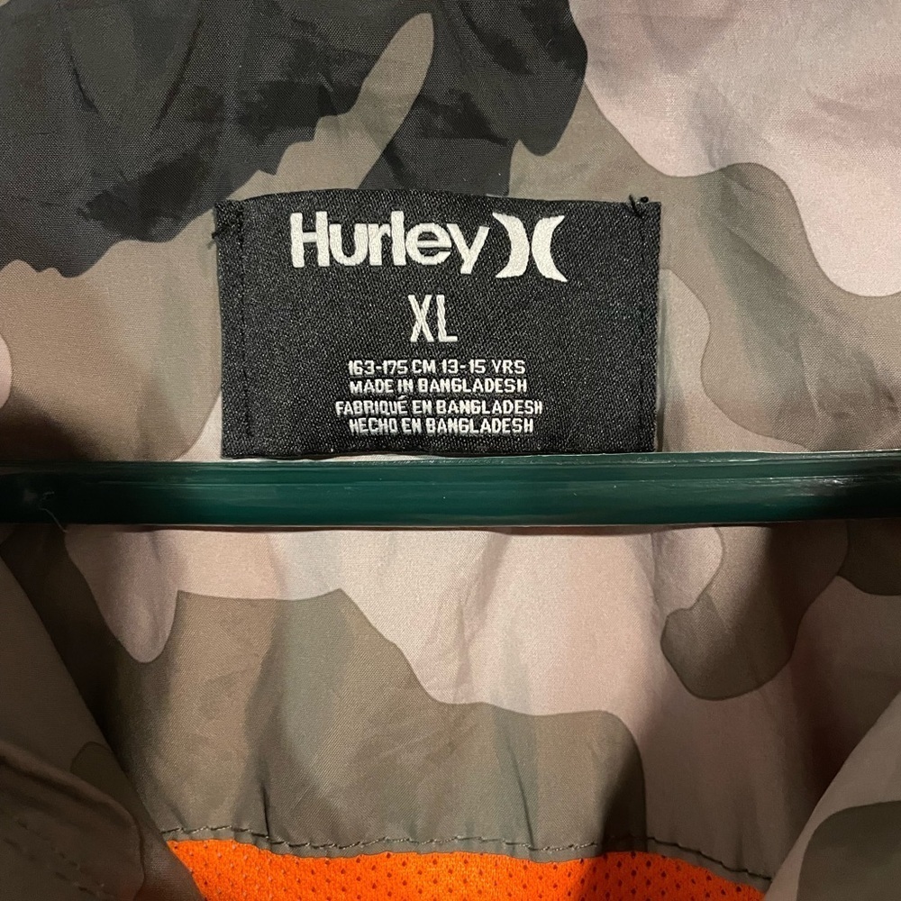 Hurley Boys Camouflage Windbreaker Lined Jacket with Orange Accents size XL - Picture 3 of 4